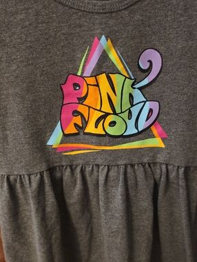 Pink Floyd Gray Girls Casual Dress with Neon Rainbow Logo